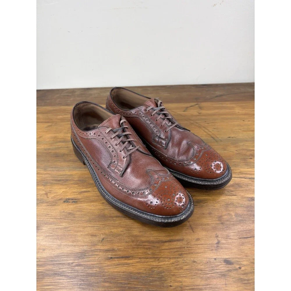 Vtg Nettleton Traditionals 0205 Longwing Blucher 9.5 B Brown Scotch Grain Derby